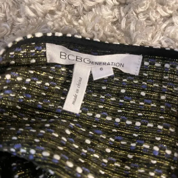 BCBGeneration Metallic Tweed Peplum Mini Skirt Size 6 - Picture 5 of 6